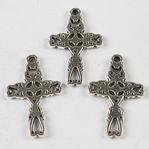 15pcs dark silver tone cross pendant charm h3952 - Picture 1 of 1
