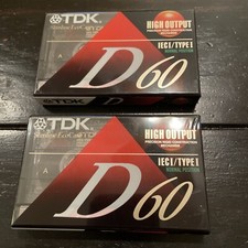 TDK D60 High Output Type I Audio Cassette 60 Minute Tapes 2 Sealed Tapes