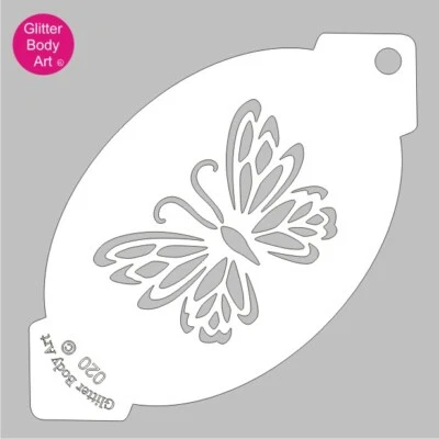 GLITTER BODY ART LTD Butterfly Stencil Template 020 - Kids Face Paint Party, Reuseable Face Stencil