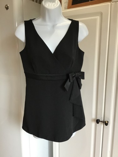 Pre-owned Women's Talbot’s Shirt Size 2 Black Bow Zipper Sleeveless