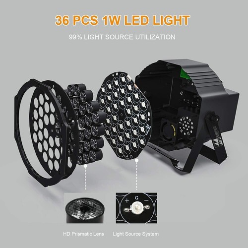 1-8Pack RGBW Stage Beam Lighting 36 LED DMX PAR Lights DJ Disco Party Show Lamp - Picture 8 of 17