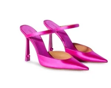 OFF-WHITE Pop Lollipop High Pointed pink neon Mule HEELS SIZE 39