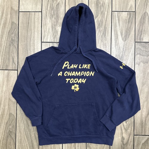 Notre Dame Hoodie Medium Under Armour Navy Blue Play Like a Champion Today