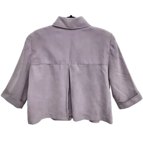 STUDIO I Women's Cropped Jacket Size 16 Purple Faux Suede Swing Coat Lavender - Picture 2 of 10