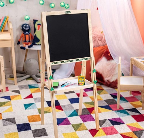 Crayola Wooden Art Easel for Kids - Chalkboard & Dry Erase! Fast Shipping - Picture 5 of 8