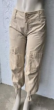 BILLY BLUES Tan Cargo Y2K 90's Crop Pants Size 10 USA MADE