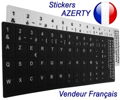 Sticker Autocollant AZERTY pour Touches de Clavier d'Ordinateur Portable - Zdjęcie 1 z 3