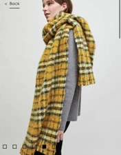 Maje Jaune Thick Blurred Checks Scarf New