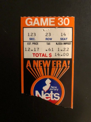 Vintage 1980s NEW JERSEY NETS, USED BASKETBALL TICKET-STUB Game 30,,Seat 14 - Picture 2 of 4