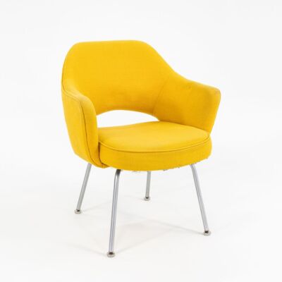 1960s Eero Saarinen for Knoll Executive Arm Chair with Yellow Hopsack Fabric
