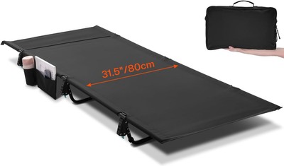 New Camping Cot: 31.5   Extra Wide Compact Sleeping Cots with Side Poc