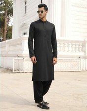 Men Kurta Shalwar Kameez Eid Pakistani Indian Dress 2026 Style Black