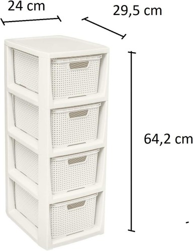 Storage Unit with Basket Drawers Tower Cabinet 4 Sizes S - XL 2 Colours Portable - Picture 23 of 42
