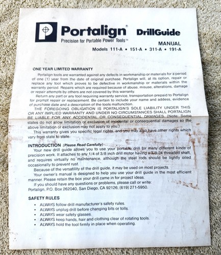 VINTAGE PORTALIGN DRILL GUIDE MODEL 111-A - Picture 10 of 10
