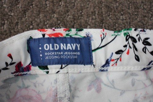 Old Navy Rock Star Jeggings size 10R White Pink Floral - NEW - Picture 3 of 5