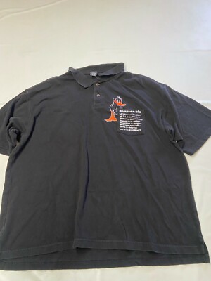 Mens WARNER BROS Vintage 97Daffy Duck Embroidered Despicable Polo Shirt Sz 2XL