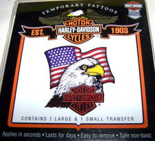 Harley Davidson Motorcycles Temporary Tattoos - New - American Flag Eagle