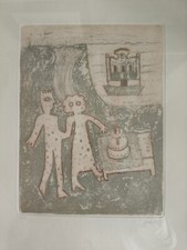 Enrico Benaglia - Gli sposi - Acquatinta numerata e incorniciata