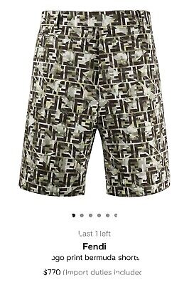 【送料&関税込】Fendi Logo Printed Shorts Fendi Camo Logo Print Bermuda Shorts Size 48 100% Authentic