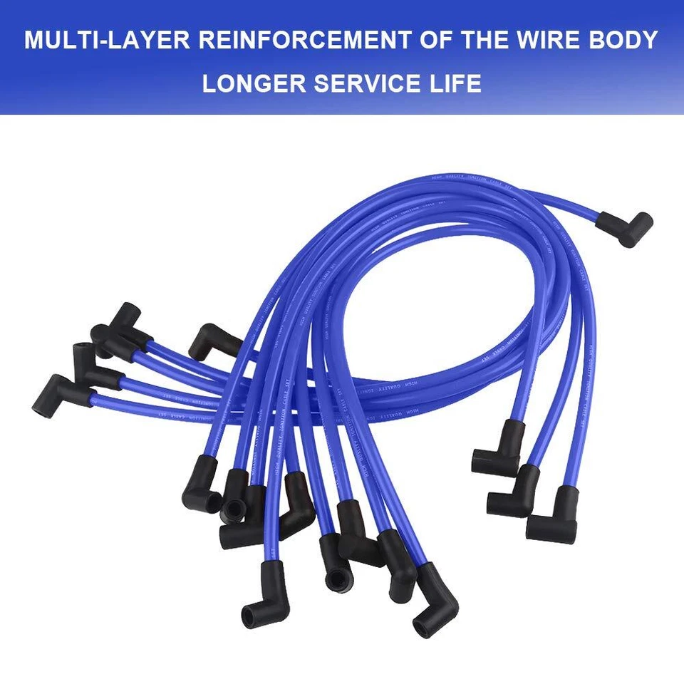 Cable de bujía 9 piezas para Chevy 350 400 327 307 383 SBC 302 305 BBC 348 366 V8 Foto 3 de 4