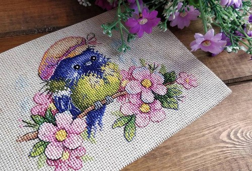 Bird with Flowers M-553 / SM-553 MP Studia Counted Cross-Stitch Kit - 第 1/2 張圖片