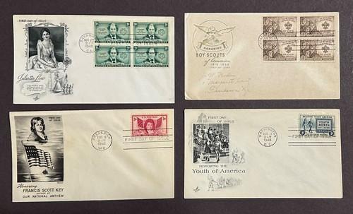StampTLC US 974 995 Boy Girl Scout Juliette Low Youth Glory Anthem Scott Key FDC - Picture 2 of 5