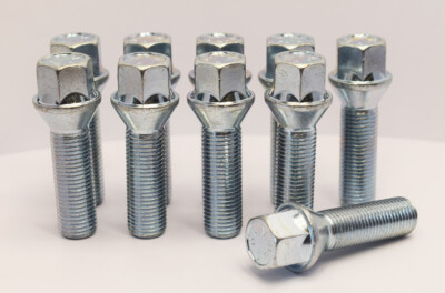 10 x M14 x 1,5, 33 mm Gewinde, Kegelradschrauben (Silber)