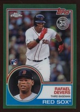 2018 Topps Chrome Rafael Devers Rookie #55/99 Green Silver RC 1983 83T-18