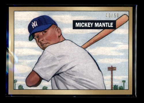 2021 Topps #2 Mickey Mantle Reprint 1951 Bowman Gold 40/50 Yankees