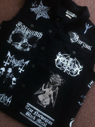 True Scandinavian Black Metal Battle Jacket Norway Sweden Finland Denim Vest XXL - Picture 5 of 12