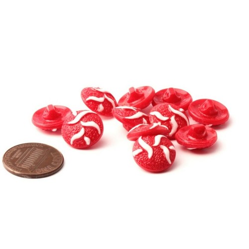 Lot (11) Vintage Czech abstract red glass buttons 13mm Deco - Picture 2 of 2