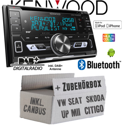 Caliber Autoradio für VW UP! Seat Mii Skoda Citigo Bluetooth DAB+ USB CD MP3 Set