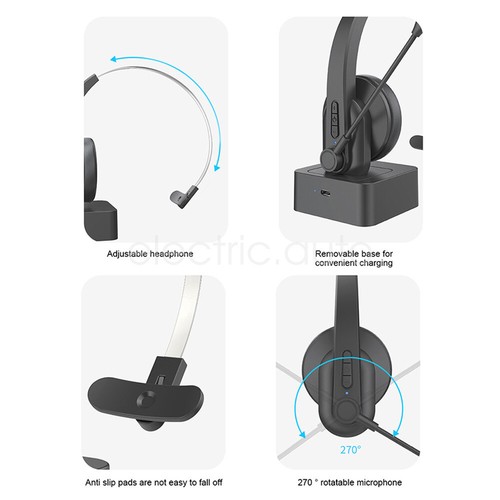 Bluetooth 5.4 Headset Adjustable Mic for Computer Call Center Charging Dock - Picture 22 of 24
