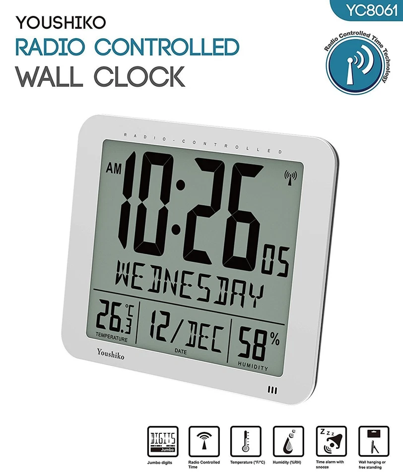 Radio Controlled Wall Clock ( UK Version ) , Large 3.27 inches Time Jumbo Large - Image 3 of 4