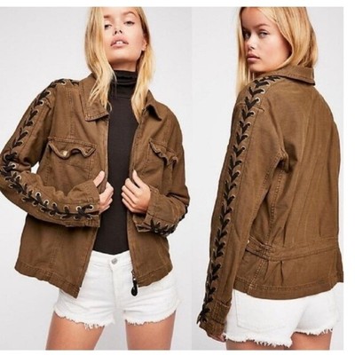 Free People Faye Military Jacket Lace 