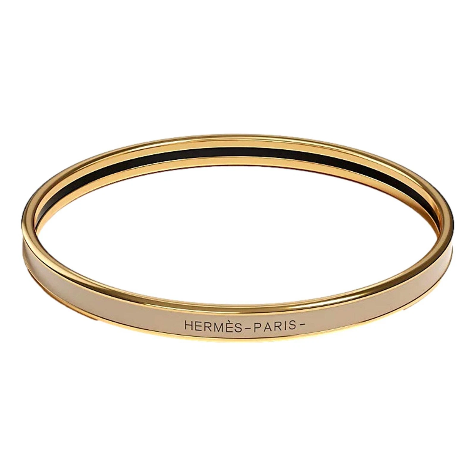 Bracciale Hermès tinta unita beige e oro
