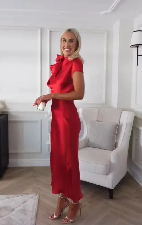 h and m red satin dress Womens h&m red satin