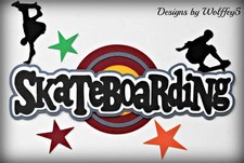 CRAFTECAFE SKATEBOARD KID TITLE paper piecing premade scrapbook diecut WOLFFEY5