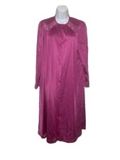 Vintage Vanity Fair Pink Silky Nylon Housecoat Nightgown Size M Pockets Buttons