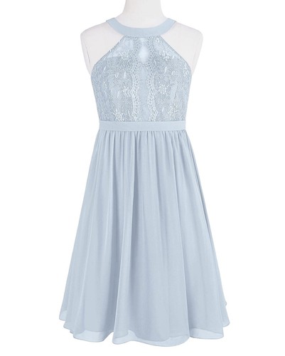 junior bridesmaid dresses birdy grey Wedtrend Women Grey Blue V-neck A-Line Chiffon High Low Junior Bridesmaid  Dress – WEDTREND