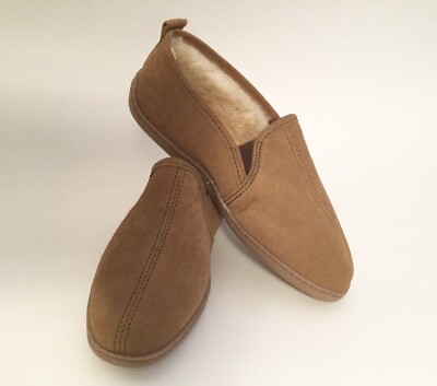 Minnetonka Mens Size 10 Twin Gore Slippers Sheepskin Excellent