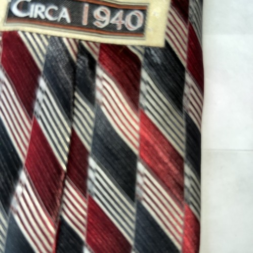 Cravatta uomo fantasia seta 1940 circa rosso bianco blu 59 x 3 3/4 - Foto 2 di 3