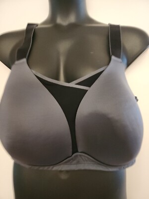 Livi Active GRAY Sz 46DD Molded Wireless Adjustable Back & Wide Strap Sport Bra
