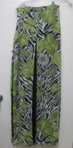 CACHE green black floral zebra paneled pants 2