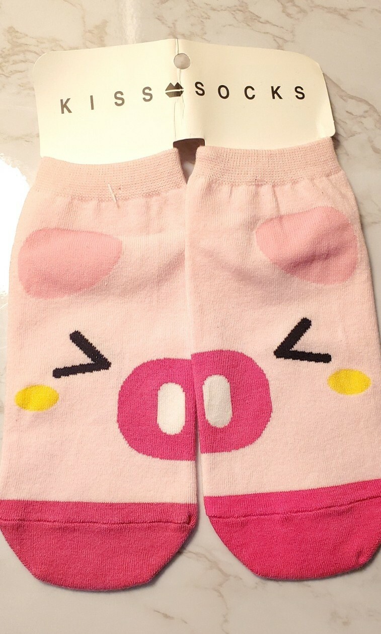 Kiss Socks Woman Korean Ankle Socks Cute Pink Pig One Size Pair AS PICTURED-image