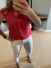 LOFT sleeveless blouse size xs hot pink