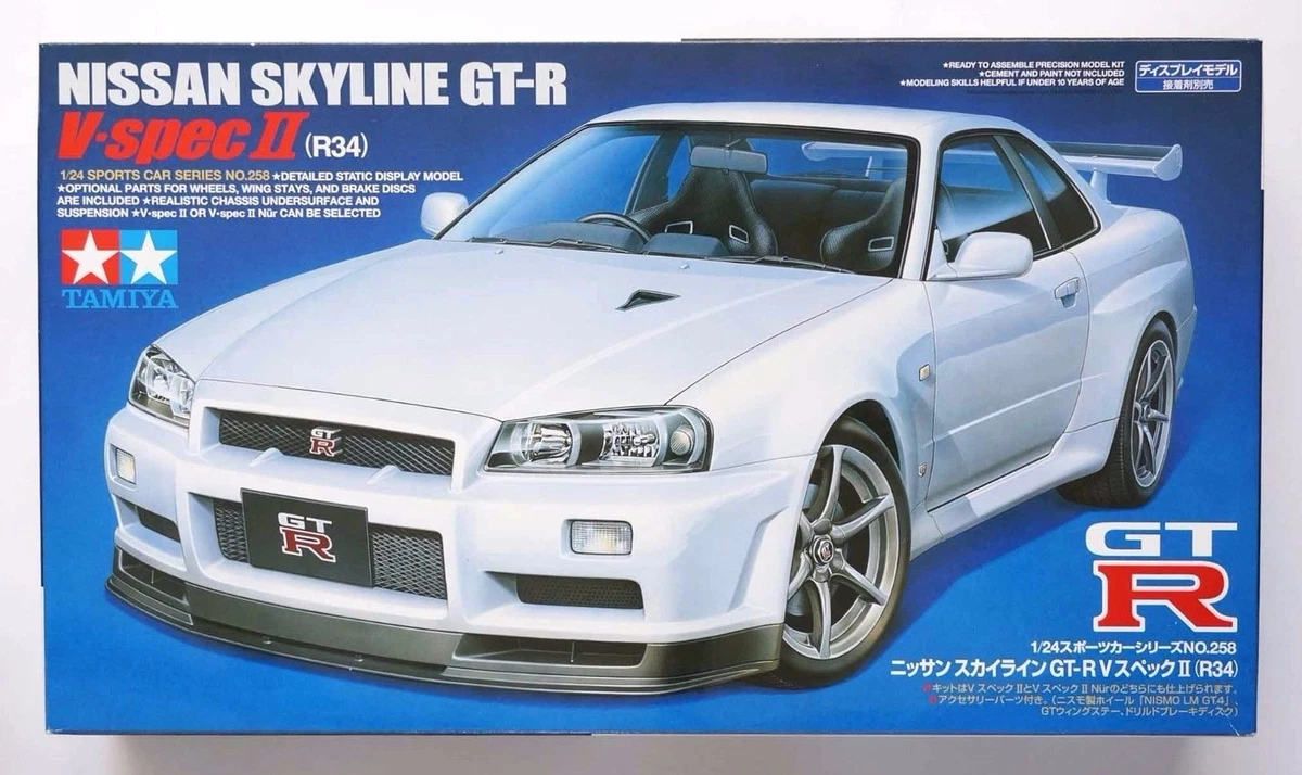 TAMIYA 1/24 Nissan Skyline GT-R V-spec II / Nur (R34) #24258 scale