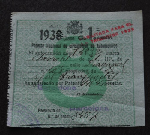 Spain. National Driver Licence during Spanish Civil War 1938-   27 - Picture 1 of 2