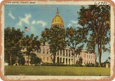 METAL SIGN - Maine Postcard - State Capitol, Augusta, Maine 1