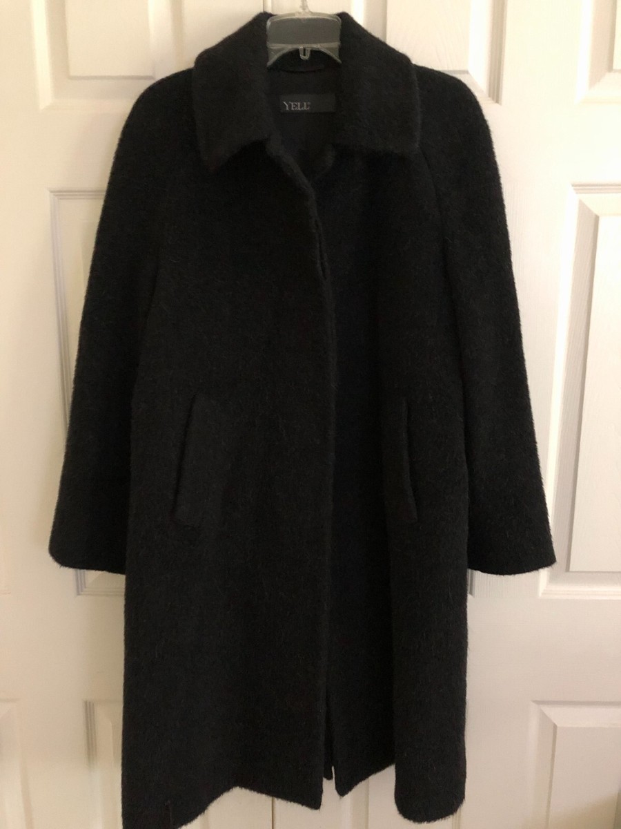 YELL 100% Alpaca Size 8 Gray Long Cozy Coat Jacket Women Modern